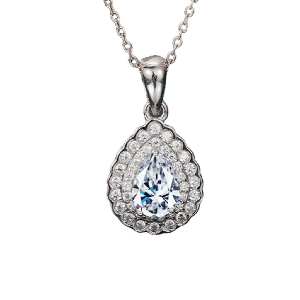 S925 Sterling Silver Moissanite Water Drop Pendant Necklace for Women - Versatile & High-End Jewelry