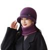 New senior knitted hat commuter wear casual warm neck protector short brim senior scarf hat