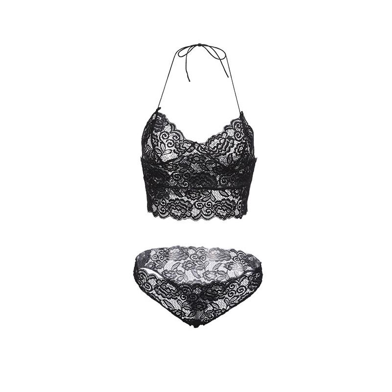 Women Sexy Lingerie Bralette Set Women Sexy Corset Hollow Lace See-through Underwear Cami Lingerie Bra Set Sex Clothes