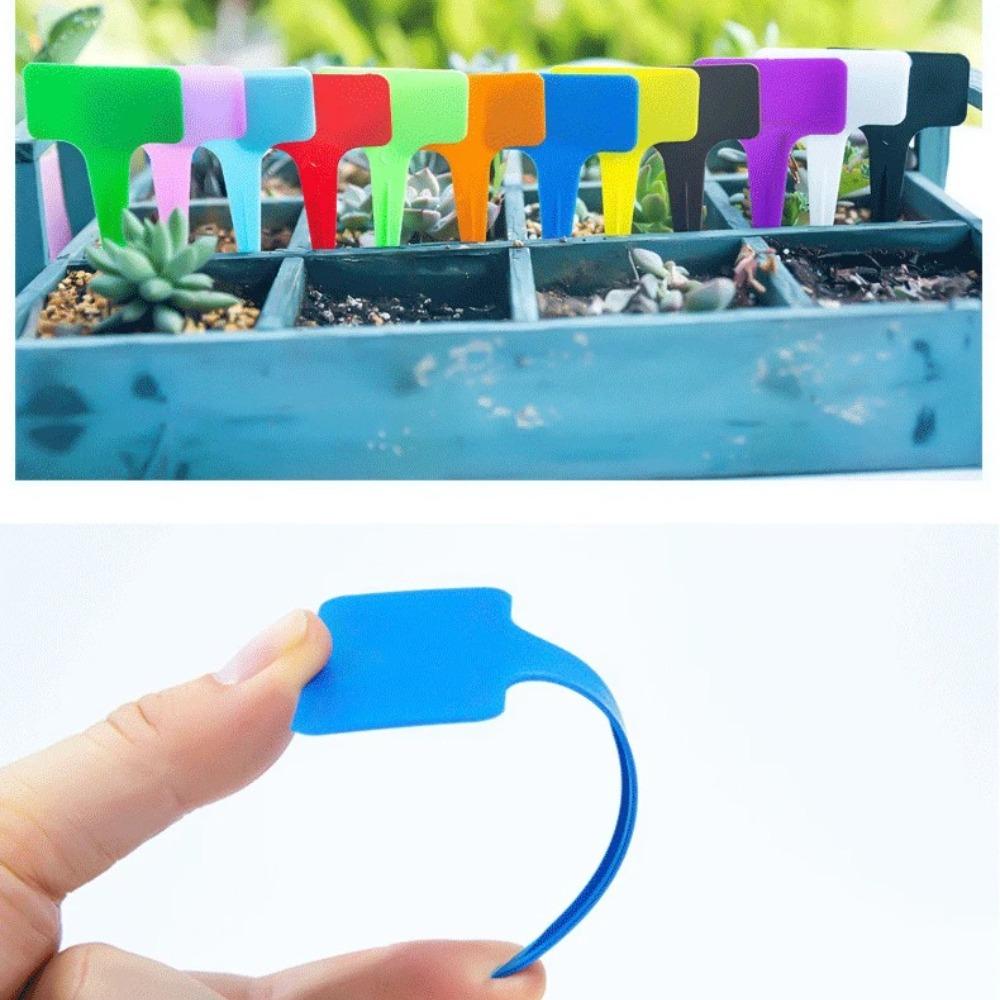 10PCS Outdoor Plant Labe Large Waterproof Plastic Plant T-Type Tags, Durable Nursery Garden Markers for Herbs Flowers Vegetable