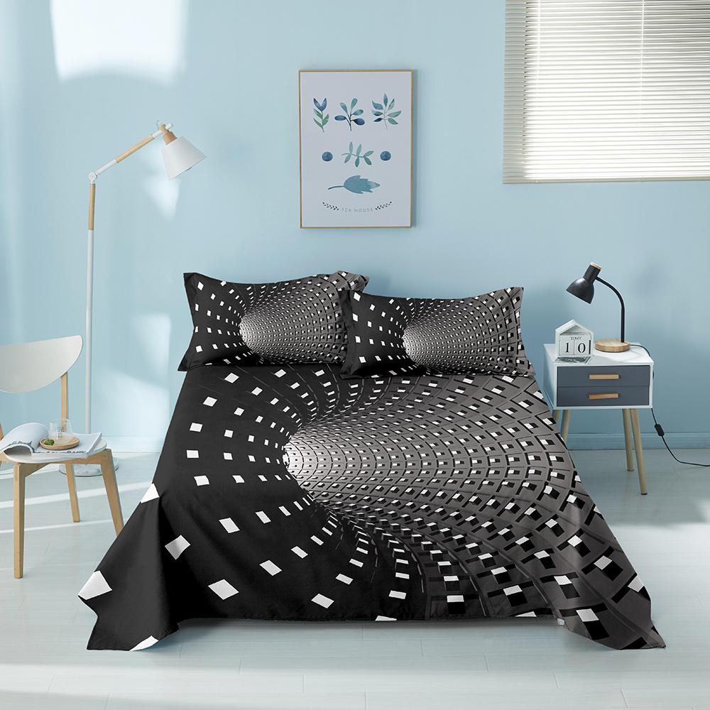 3D Gedrucktes Buntes Geometrisches Bettlaken-Set mit Kissenbezug Bettlaken King Queen Twin Einzelgröße Laken Heimdekor