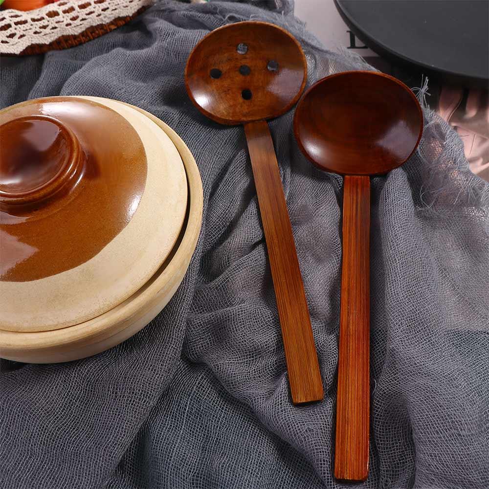 Cooking Long Handle Hot Pot Kitchen Utensil Tool Soup Spoon Wooden Spoon Colander Ramen Spoon