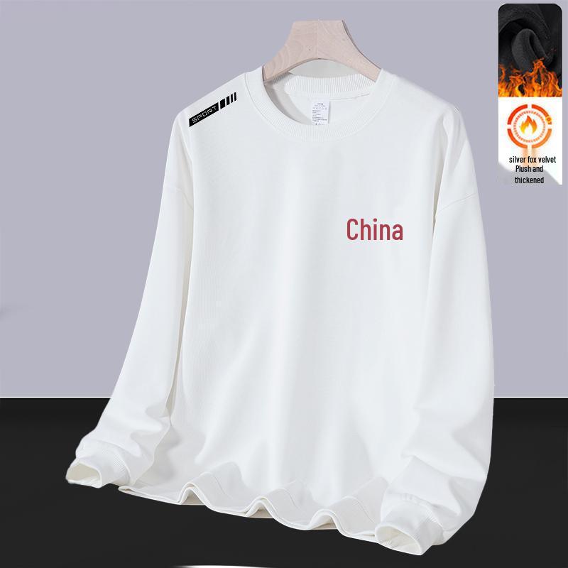 Men's Autumn/Winter Thickened Plus Size Velvet Hoodie - Versatile Round Neck Long Sleeve Pullover