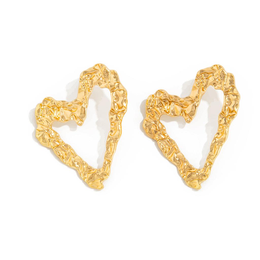 Liquid Lava Metal Folds Love Flower Stud Earrings Female, Wind Geometric Texture Round Earrings