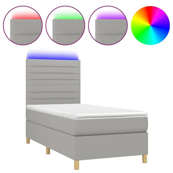 Maison Exclusive - Sommier à lattes de lit et matelas et LED Gris clair 80x200cm