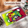 Game Controller Theme Soft Crystal Velvet Rug Custom Name & Text Print Non Slip Floor Rug for Bedroom Living Room