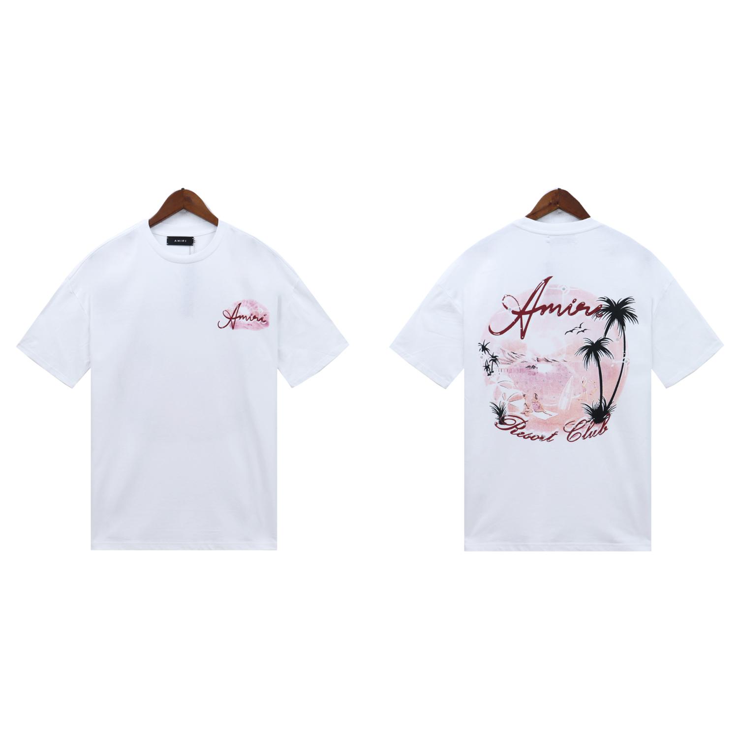 

2213 Amiri 2025 Літо Нова Чоловіча та Жіноча Вільна Бавовняна Футболка Великого Розміру для Пари XL