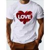 European sizes Men'S T-Shirt with Heart Design And 'LOVE' Slogan, a Short-Sleeved Adult Tee Featuring Love Prints