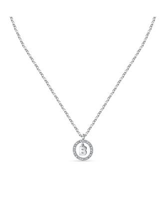 Letter B Steel Necklace With Clear Crystal LPS10ASF10 For Women
