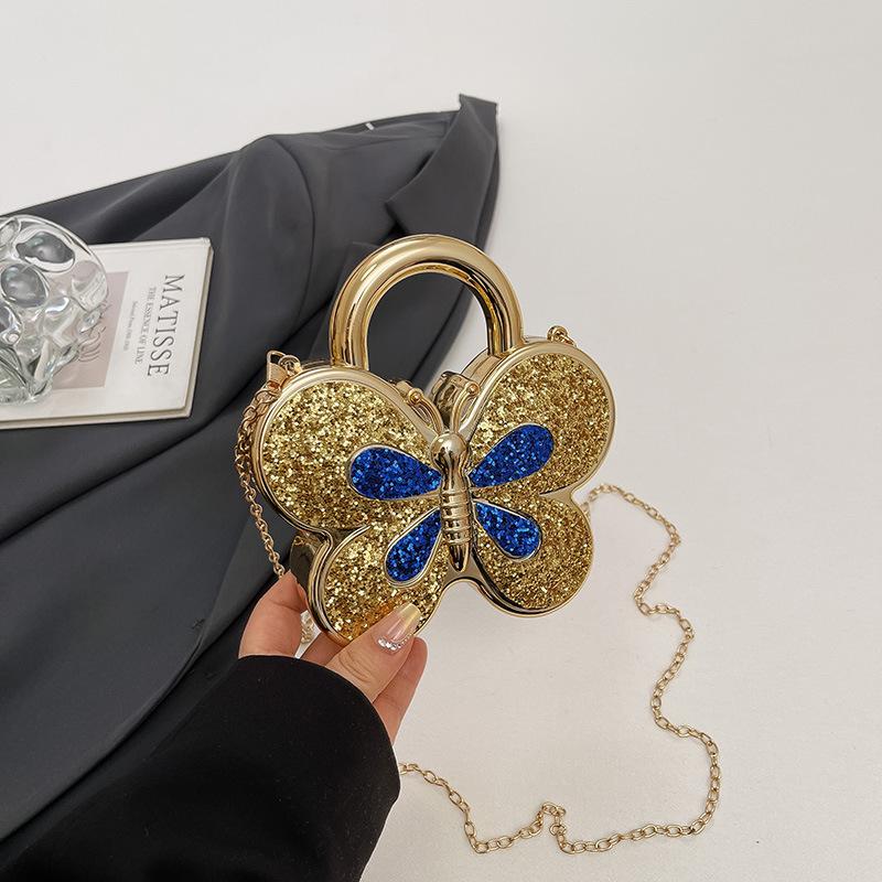 Fashionable Butterfly-shaped Diamond-encrusted Ladies' Trendy Chain Shoulder Bag