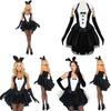 Sexy Women's Bunny Rabbit Costume Cosplay Tuxedo Halloween Outfit With Sweety Bow