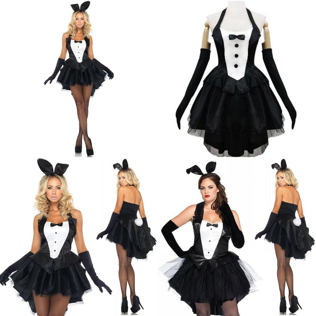 Elegant Backless Women's Bunny Rabbit Cosplay Tuxedo Halloween Outfit Fancy Dress