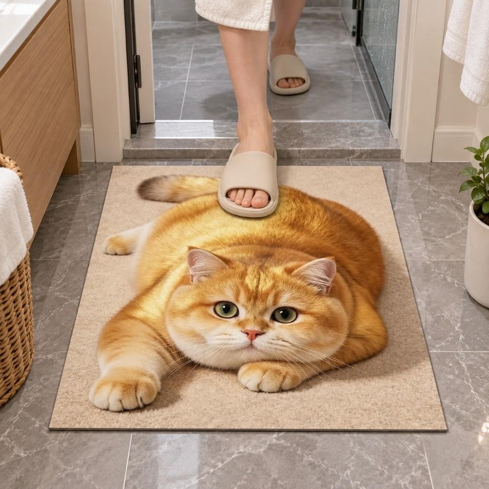 Diatomaceous Earth 3D Cat Floor Mat 40×60CM 50×80CM 60×90CM Bedroom Door Rug Home Decor