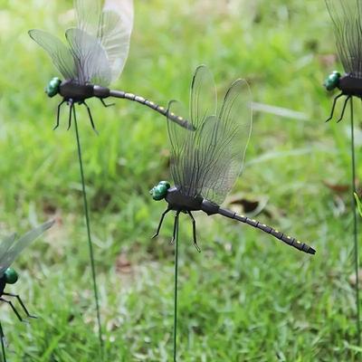 Flexible Dragonfly Sculpture Pvc Dragonfly Yard Art 3d Dragonfly Garden Stakes for Indoor Outdoor Plant Decor for Window