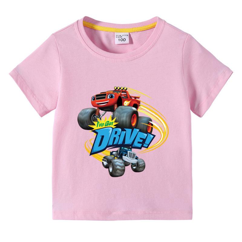 Blaze And The Monster Machines Cartoon Funny Tshirt Childrens Summer Short Sleeved Tees Girls Boys Tops Clothes Birthday Gift
