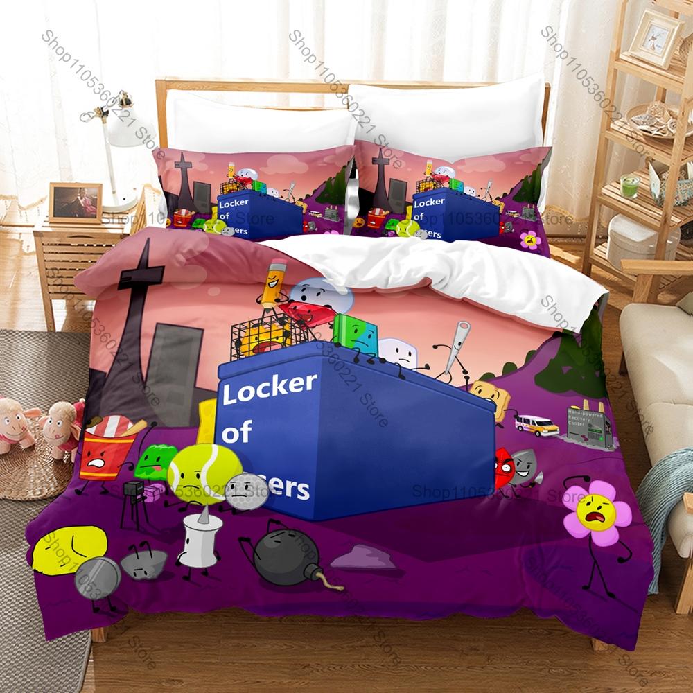 Jacknjellify BFDI Bedding Set 3Pcs Duvet Cover Pillowcase Twin Full Queen King Size Soft Anime Bed Set Battle for Dream Island