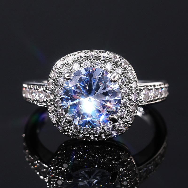New Luxury Fashion Women Wedding Eternity Ring AAA Cubic Zirconia High-quality Female Party Accessories Statement Jewelry