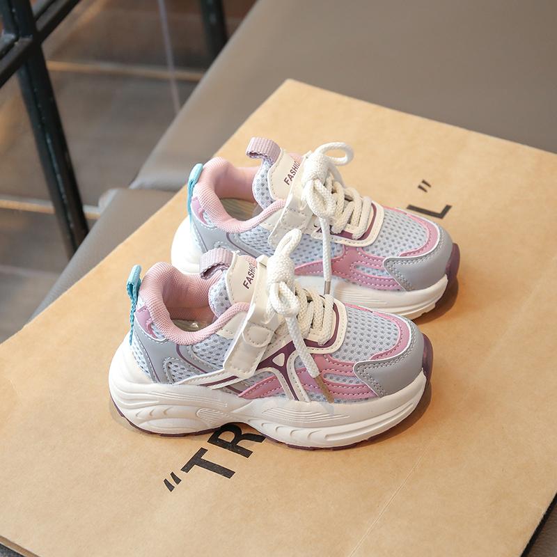 Students Running Shoes Air Mesh Breathable Kids Sports Shoes Non-slip Soft Sole 2025 Spring Autumn Children Sneakers Hook&loop