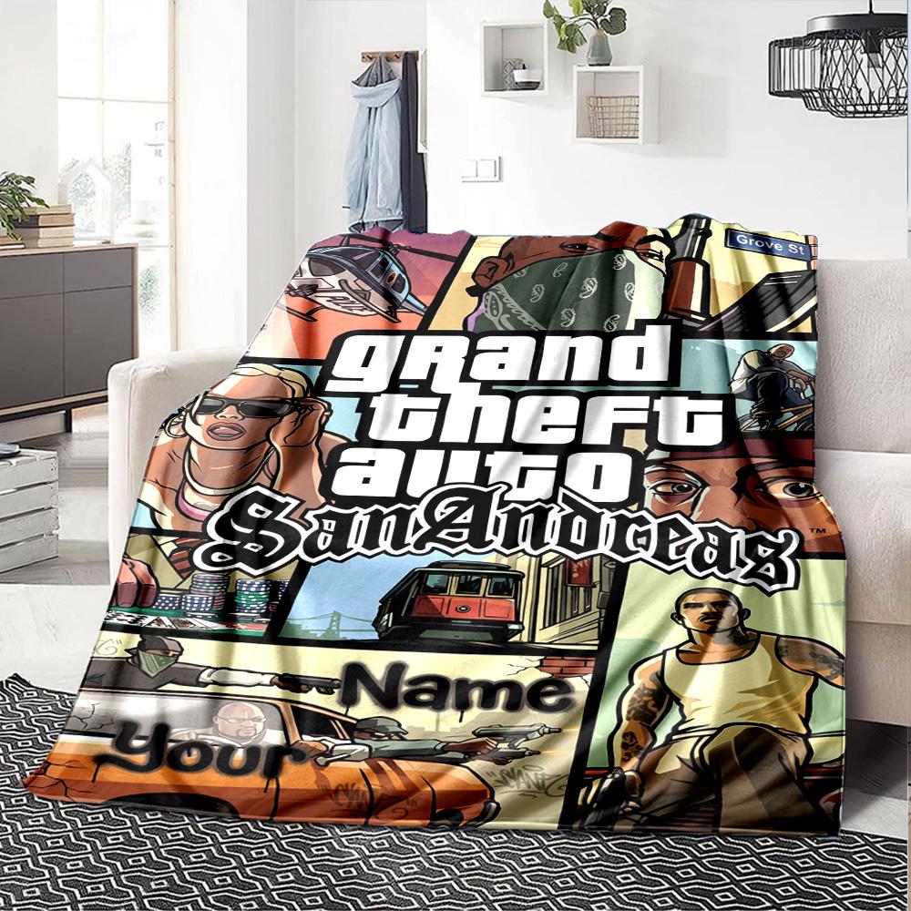 Grand Theft Auto Personalized Name Blanket Gift Personalized Blanket Comfortable Throw For Couch Chair Bedding Livingroom All-Season Use