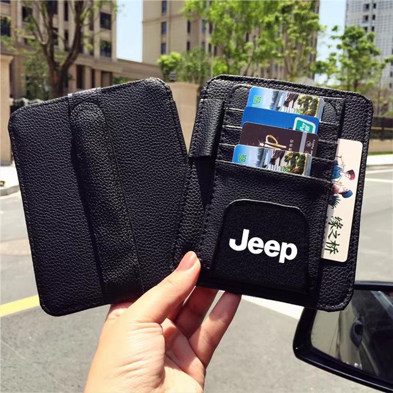 Car Sun Visor Organizer Storage Bag Sunglasses Case For Jeep Grand Cherokee Wrangler JK Gladiator Compass Renegade Patriot Liber