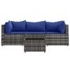 VidaXL Salon de jardin 4 pcs avec coussins Gris Résine tressée, ensemble de salon d'extérieur, ensemble de mobilier 319847