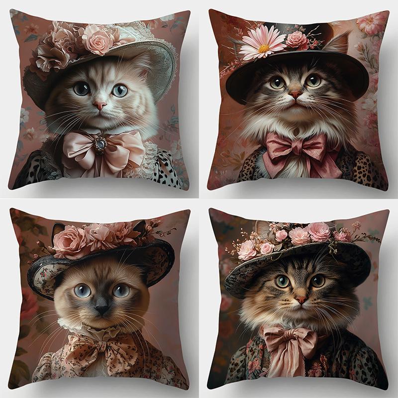 

4 Piece Pillow Cover Set Art Themed With Carved Flowers Or Other Patterns On Each Cover Ideal For Home And Sofa Decoration 35x35cm 4pcs
