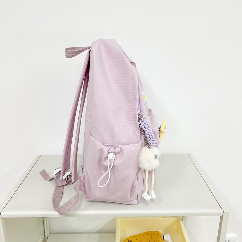 Solid Color Women's Backpack Large Capacity Student School Bag