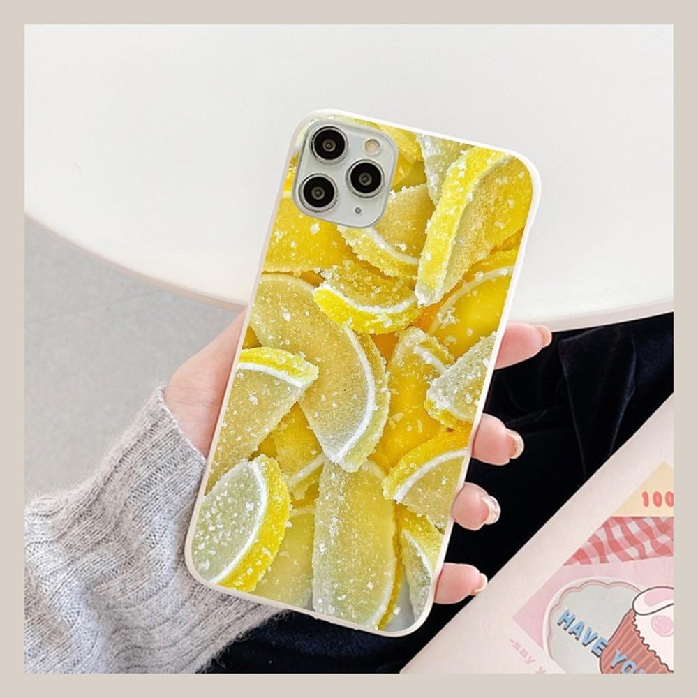 Fruit Lemon Phone Case For IPhone 14 11 12 13 Mini Pro Xs Max 8 7 6 6S Plus X XR Solid Candy Color Case