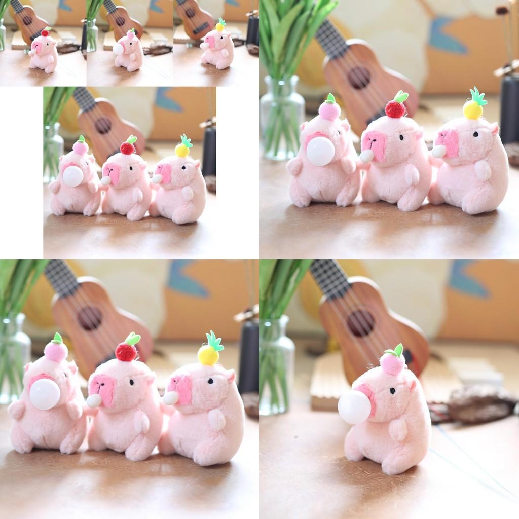 Adorable Capybara Plush Keychain Cute Bubble Blowing Animal Stuffed Toy With Soft Pp Cotton In Red Yellow Pink