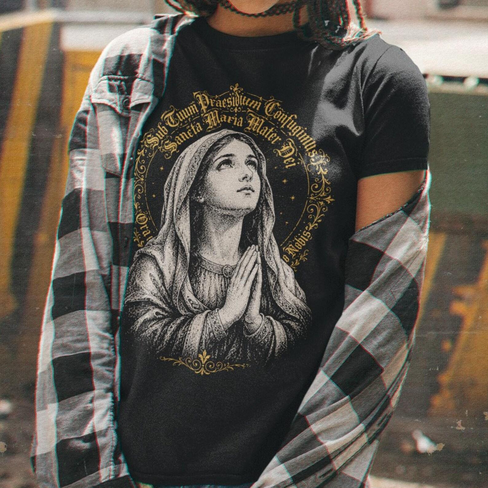 Virgin Mary Prayer Shirt, Madonna Faith Tee, Christian Healing Prayer Shirt, Religious Hope TShirt, Catholic Gift for Sick Loved Ones S