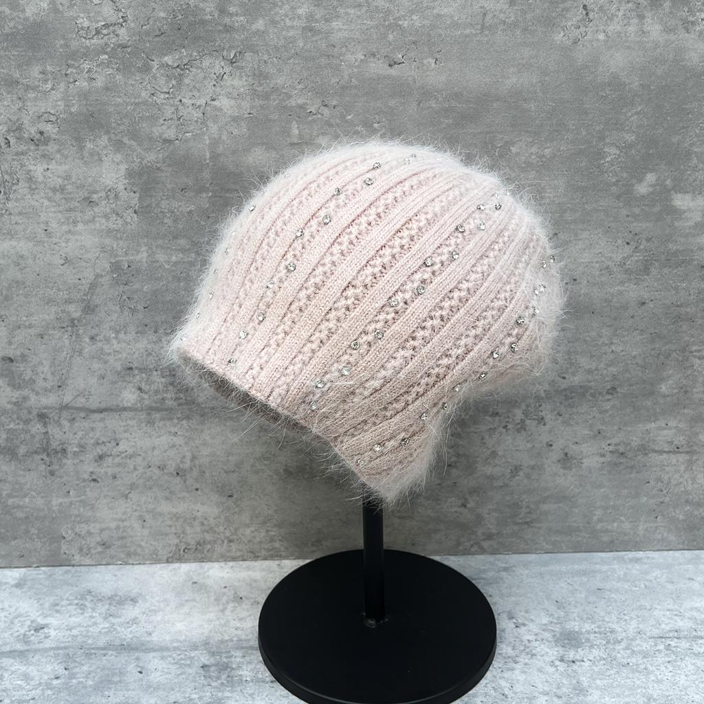 Rabbit Fur Hat Female Winter Hot Drill Thickened Warm Wool Hat Knitted Hat Stack Hat Winter Ski Hat