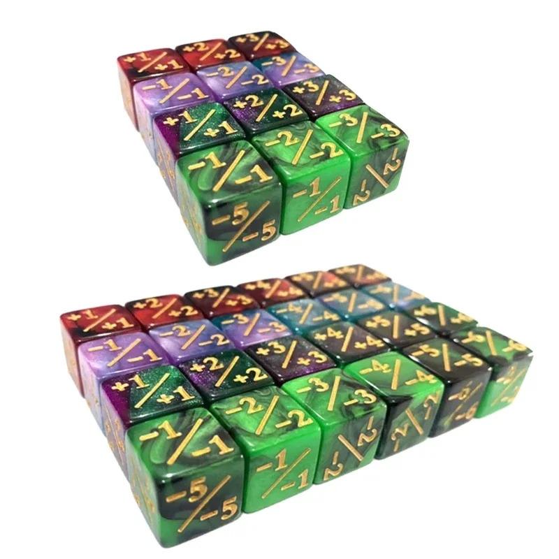New Six Sided Dice Set D6 Counters  1/ 1 and -1/-1 Set of 10 Dice for Math Teaching ,Kid Arithmetic Toys, Card Game Accessories