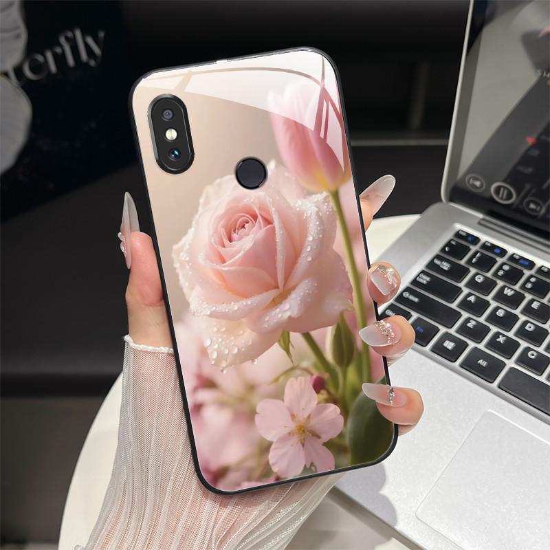 For Redmi Note 5/Note 6 Phone Case Trendy Design Tempered Glass Bumper For Xiaomi Redmi Note 5 6 Pro Full Protection Back Covers