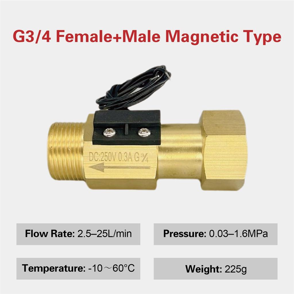 Brass Flow Switch Flow Meter Flowmeter 1.5‑3L/min G1/4 G1/2 Low Flow Water Normally Open Magnetic Spring Sensor Industrial