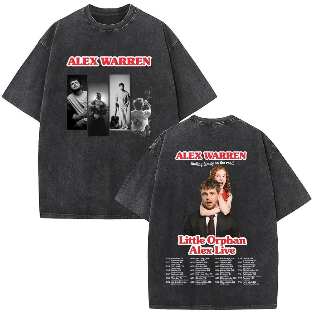Singer Alex Warren 2026 Tour Print Vintage Washed Tees Men Women Fashion Hip-hop T-shirt Cotton Loose Casual Oversized T-shirts