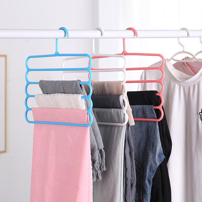 Multi Layer Pants Hanger Non-slip Space Saving Wardrobe Organizer for Student Dorm Household Storage