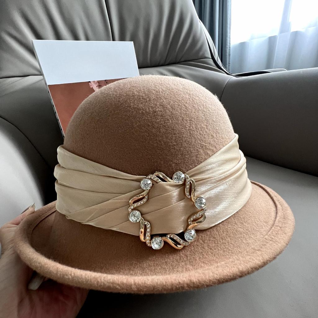 French High-grade Wool Hat with Small Brim, Fashionable and Elegant Woolen Autumn and Winter Hat, Retro Sunshade, Fisherman's Hair