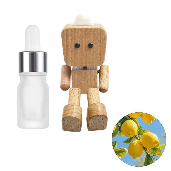 Wooden Man Figurine with Swing Feet Car Aromatherapy Ornament Handcrafted Wooden Art Piece Auto Decor