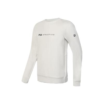 Fila 2023 Hiver Nouveau Pull Tricot Simple Col Rond Sweat-shirt de Sport Fitness Homme Sweat-shirt Blanc Lotus Brumeux A51M341220A-IV