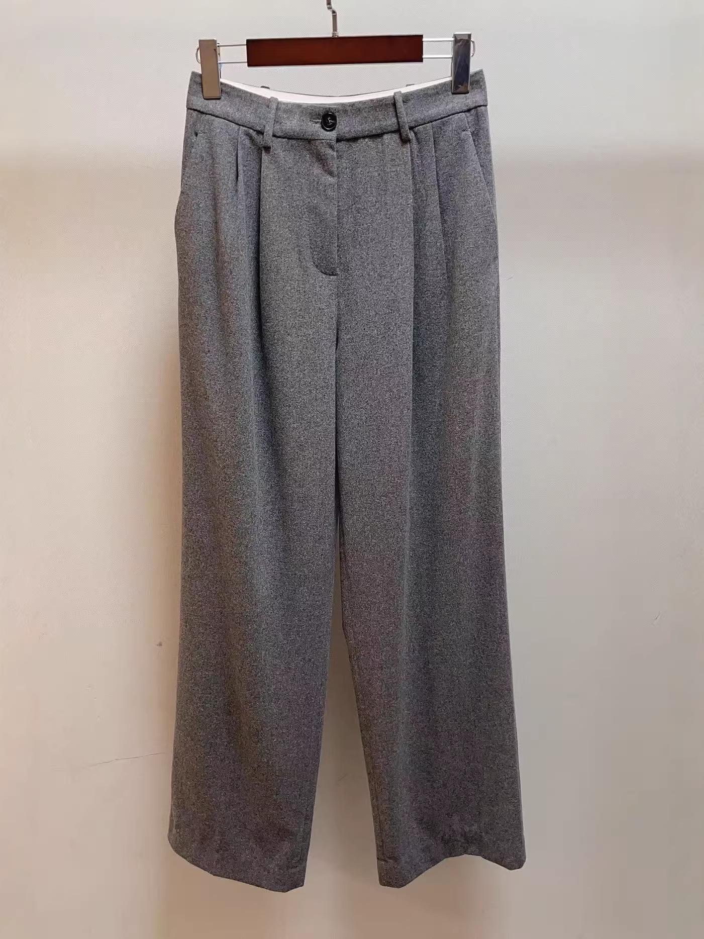 

Women s Silk Wool Tweed Wide-Leg Trousers 4 сірий колір