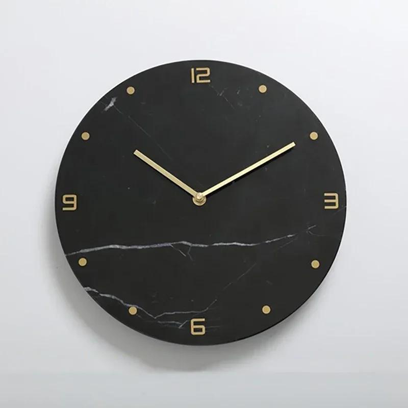 Nordic Large Wall Clock Modern Design Natural Marble Clocks Home Decor for Living Room Luxury Silent Watches Bedroom DecorM5Q1K1