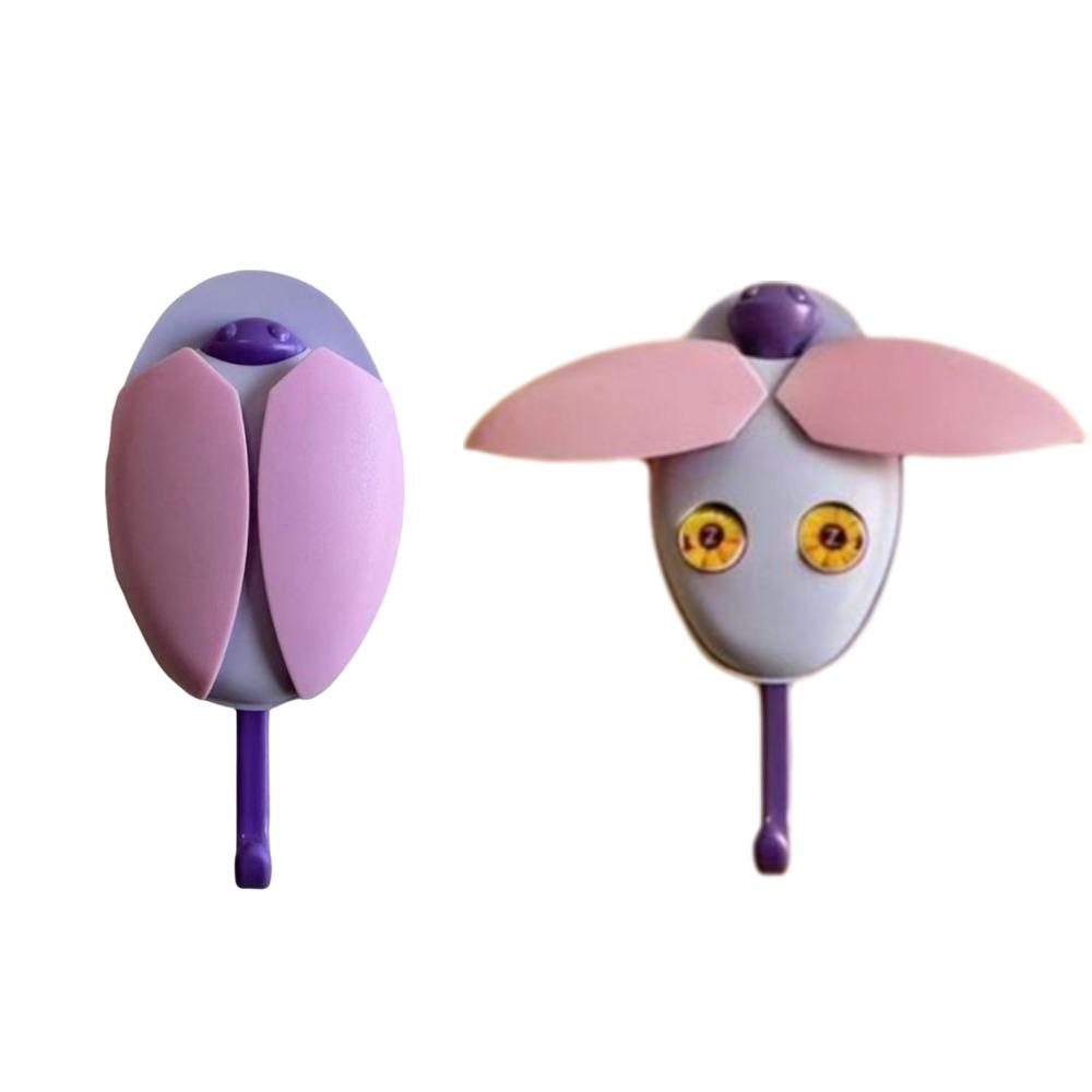 

2 Pieces Wall Hanging Elf Winged Hooks Plastic Dragonfly Key Hangers Cartoon Hooks Bathroom розовый