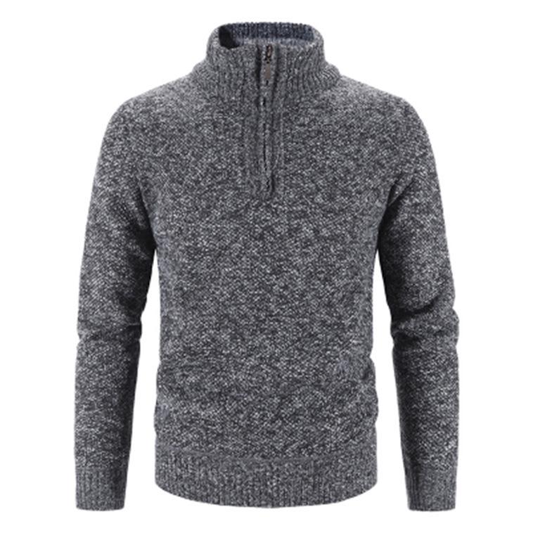 

2026 Men s Fleece-Lined Thick Knit Cardigan Sweater, Solid Color, Plus Size, Autumn/Winter Collection M темно-серого