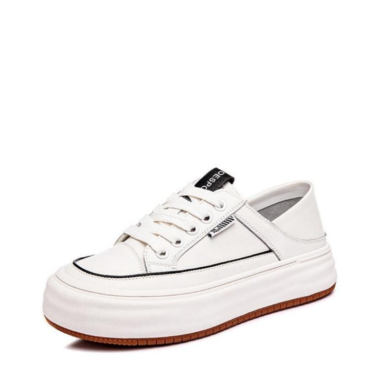 Autumn 4Cm Genuine Leather Rubber Ergonomic Autumn Soft Flats Leisure Loafer Vulcanize Ethnic Woman Comfy Chunky Sneaker Shoes