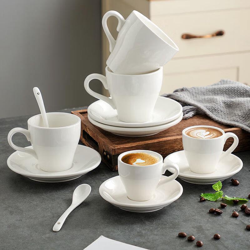 Thickened Pure White Ceramic Espresso Cup and Saucer Set