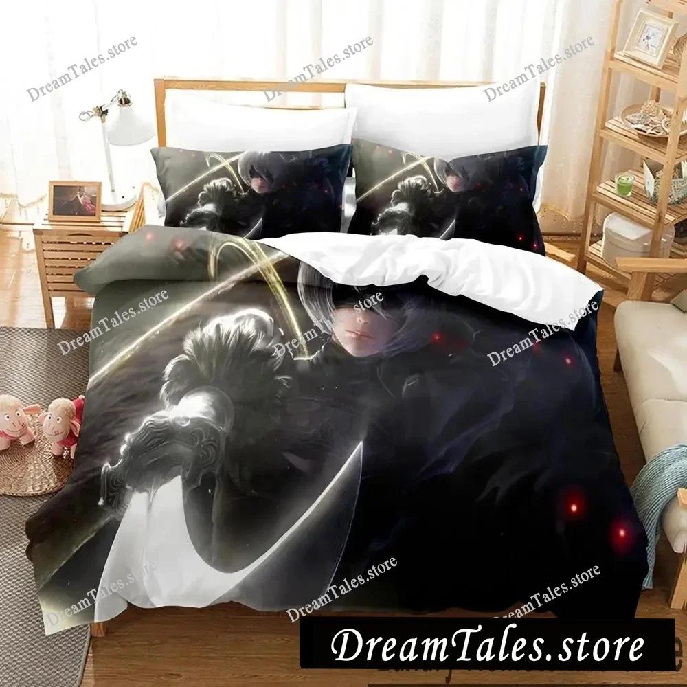 Home Textile Cartoons NieR Automata 2B Cover Duvet Cover Pillow Case Boy Girl Polyester Bedding Set King Queen Twin Size