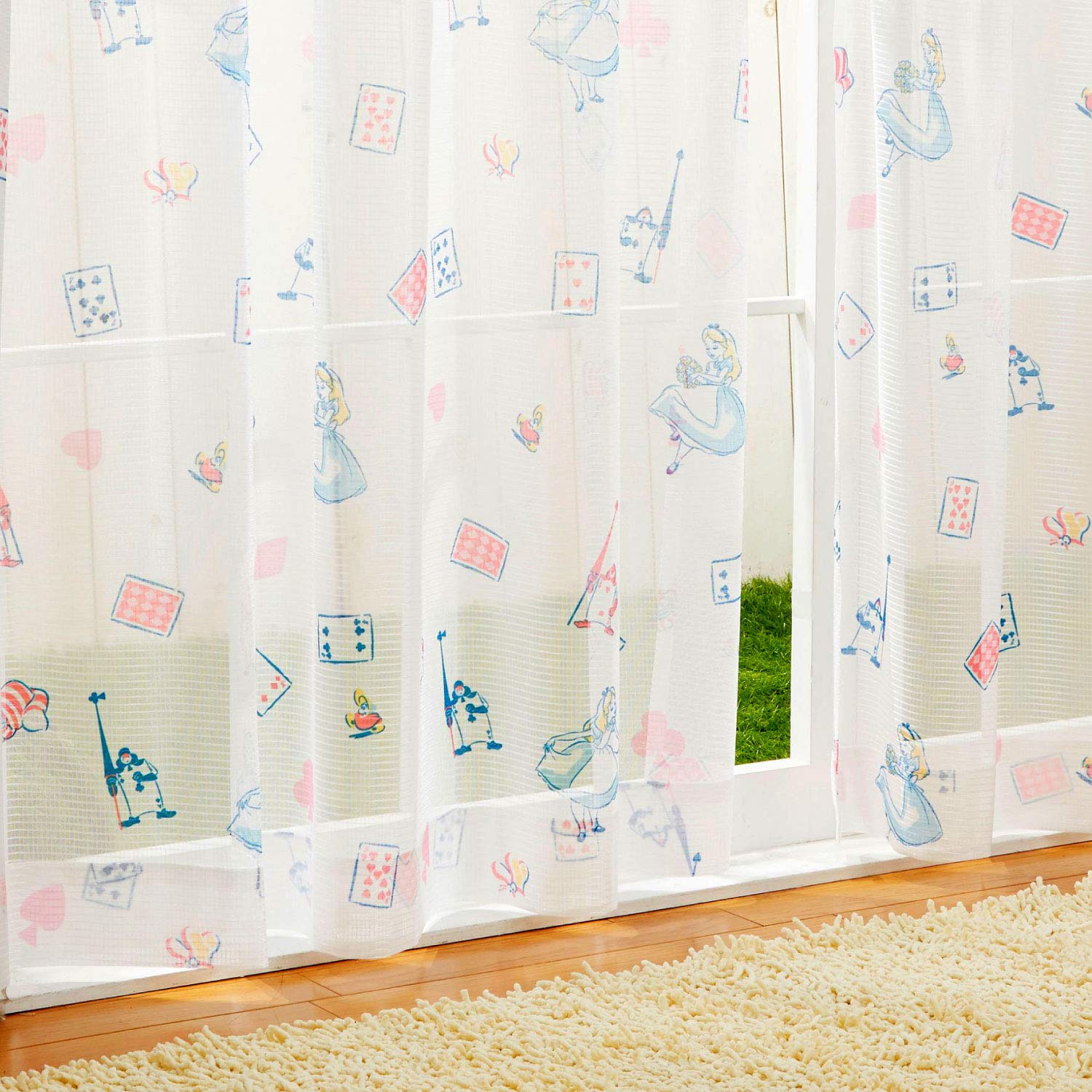 

Disney Alice in Wonderland UV Protection Lace Set of 100cm x Curtains, 2, 133cm, SB-524-D