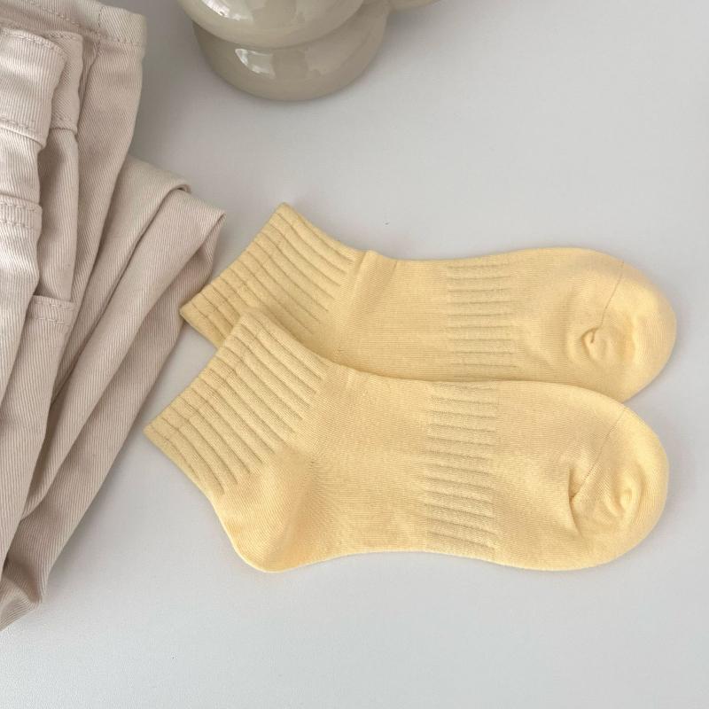 5 Pairs Cream Style Short Socks for Women Breathable Sweat-absorbent Sports Socks Japanese Candy Color Girl Ankle Socks