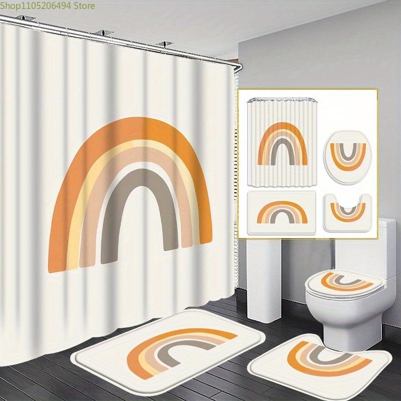 Modern Geometric Triangle Marble Shower Curtain for Bathroom Decor Home Accessories Waterproof Bath Rug Set in Pink White Blac