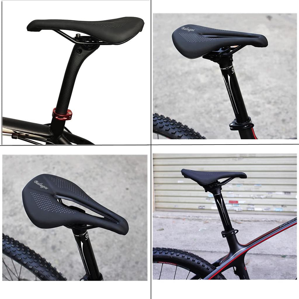 Aking Bicycle MTB Road Bike Racing Breathable PU Soft Seat Faux Black Saddle, Saddle, Lightweight, Leather, Comfortable, Shock-Absorbing, Cushion,